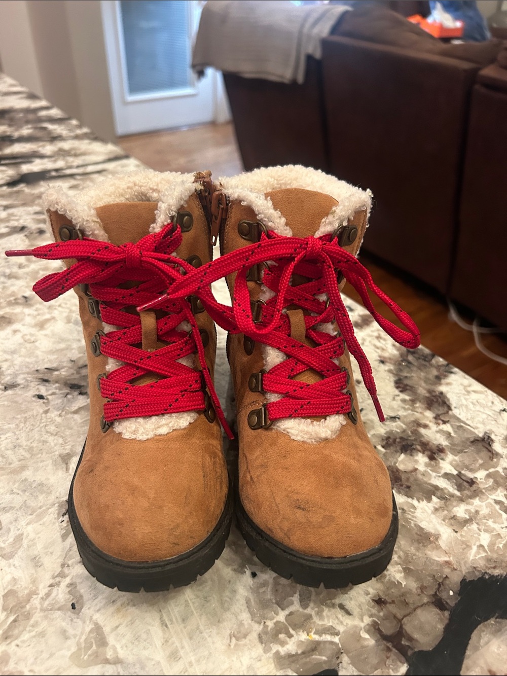 True Craft Tan Kids Boot with Red Laces